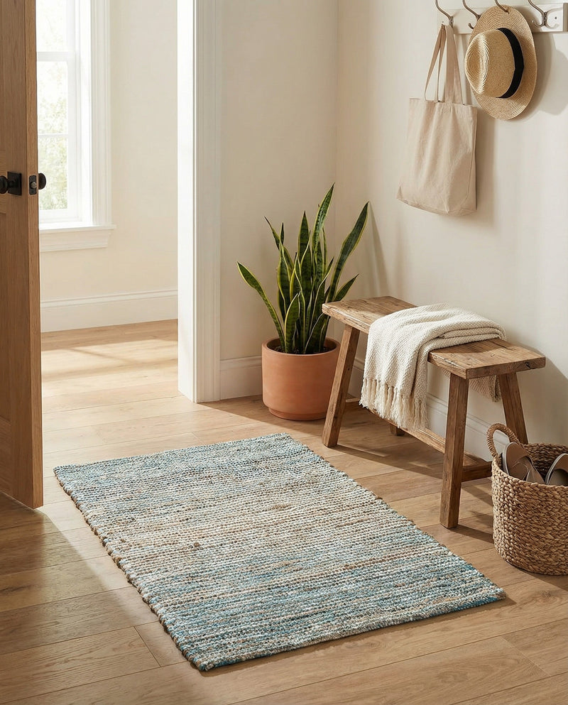 Savannah Threads Collection Area Rug -  Gobi Rectangle Ivory and Blue  lifestyle 29