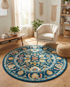 Adriana Terrace Collection Area Rug -  Positano (Navy Blue) Round Navy Blue  lifestyle 49