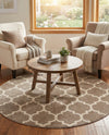 Lattice Gardens Collection Area Rug -  Bloomfield (Light Brown) Round Light Brown  lifestyle 72