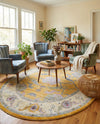 Arcadia Rugs Collection Area Rug - Eden (Yellow) Oval Yellow  lifestyle 45