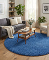 Plush Oasis Collection Area Rug - Serenity (Periwinkle Blue) Round Periwinkle Blue  lifestyle 40