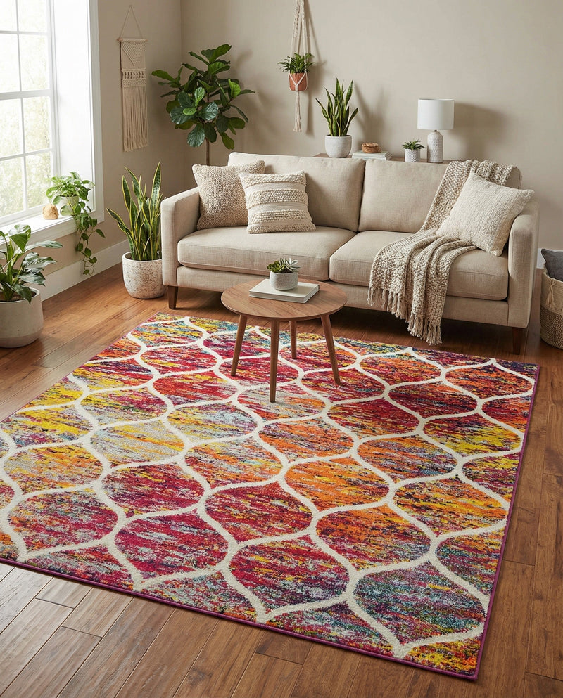 Trellis Mosaic Collection Area Rug -  Pergolatown (Multi) Square Multi  lifestyle 62