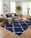 Lattice Gardens Collection Area Rug -  Espaliera Rectangle Navy Blue  lifestyle 27