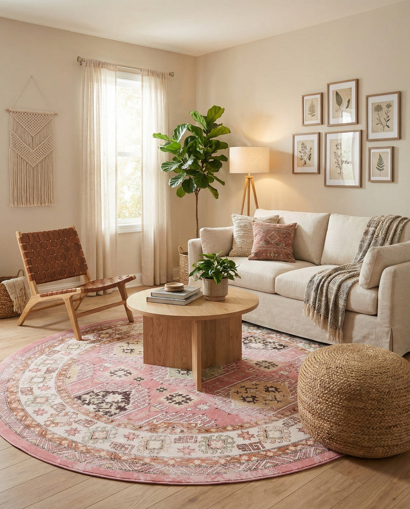 Copenhagen Comfort Collection Area Rug -  Sønderborg Round Rose  lifestyle 53