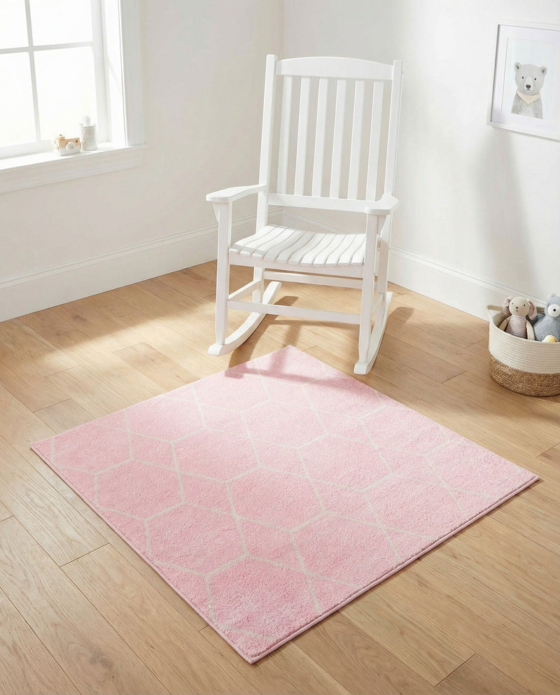 Trellis Mosaic Collection Area Rug - Arborville (Light Pink) Square Light Pink  lifestyle 44