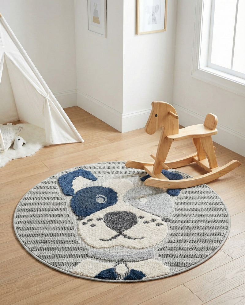 Wonder Tykes Collection Area Rug -  Magicgrove Round Blue and Gray  lifestyle 56