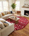 Berber Lattice Shag Collection Area Rug - Atlas (Burgundy Red) Oval Burgundy Red  lifestyle 71