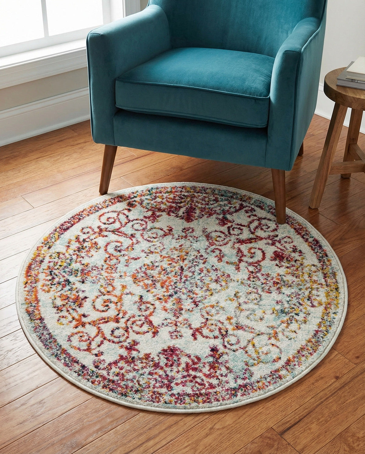 Brighton Terrace Collection Area Rug -  Saltdean Round Ivory  lifestyle 132