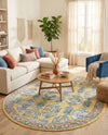 Seville Stripes Collection Area Rug -  Granada (Yellow) Oval Yellow  lifestyle 80
