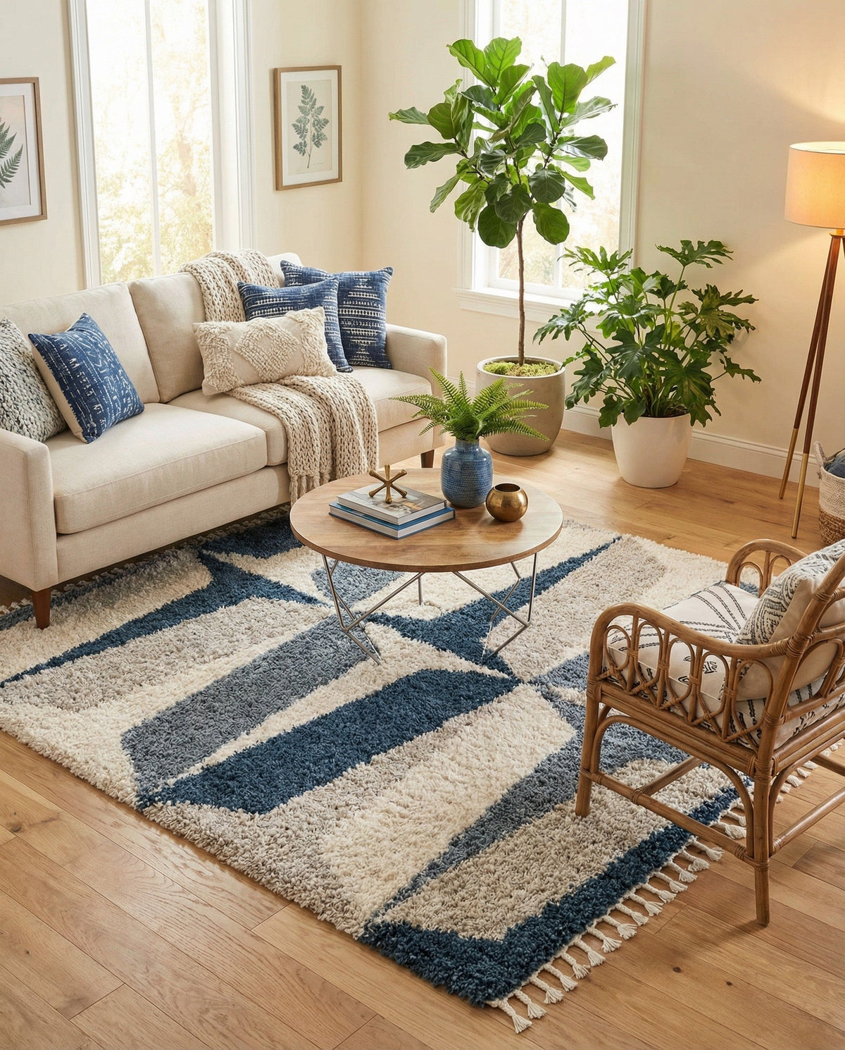 Cozy Cove Shag Collection Area Rug -  Tidewater Square Blue  lifestyle 63