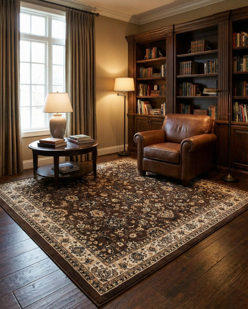 Isfahan Elegance Collection Area Rug - Naghsh-e Jahan (Brown) Square Brown  lifestyle 68