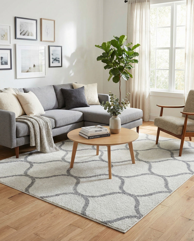 Trellis Mosaic Collection Area Rug -  Pergolatown (Ivory) Square Ivory  lifestyle 47