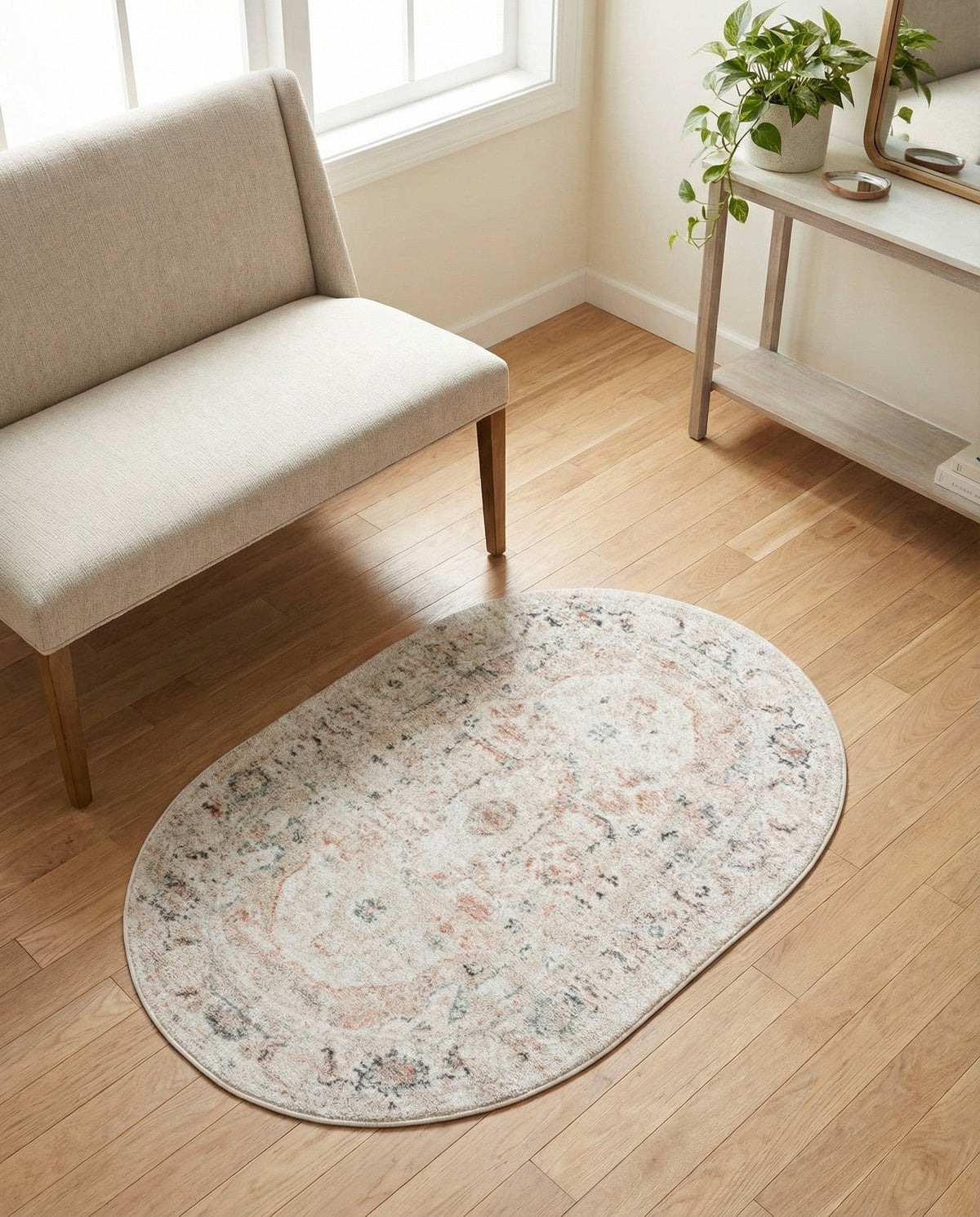 Parisian Elegance Collection Area Rug - Versailles (Ivory) Oval Ivory  lifestyle 116