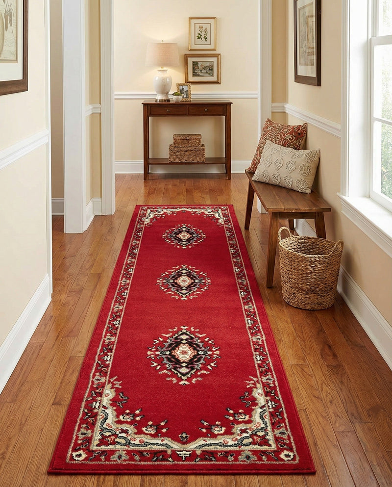 Tabriz Tapestry Collection Area Rug - Azerbaijan (Red) Runner Red  lifestyle 41