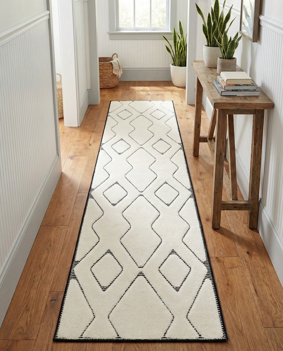 Monochrome Collection Area Rug -  Glacier Runner Ivory White  lifestyle 114