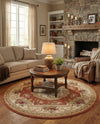 Versailles Elegance Collection Area Rug -  Louveciennes (Brick Red) Round Brick Red  lifestyle 58