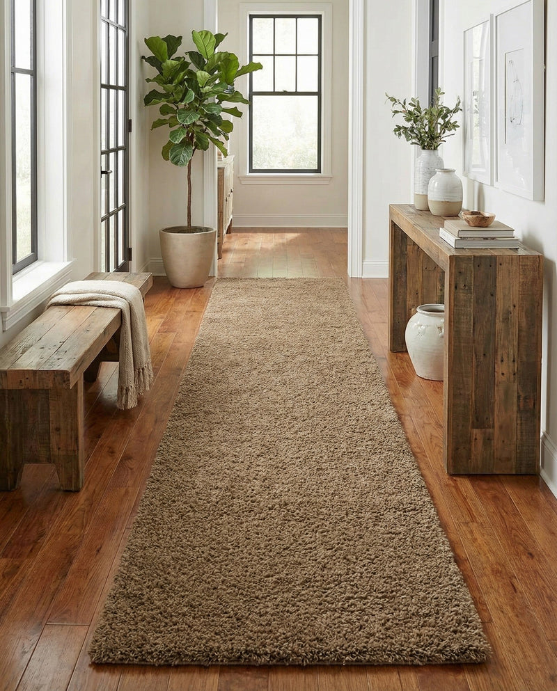 Plush Oasis Collection Area Rug - Serenity (Sandy Brown) Runner Sandy Brown  lifestyle 36