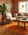 Riviera Elegance Collection Area Rug - Antibes (Orange) Round Orange  lifestyle 75