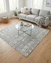 Brighton Stripes Collection Area Rug - Sussex (Gray and Ivory) Square Gray and Ivory  lifestyle 57