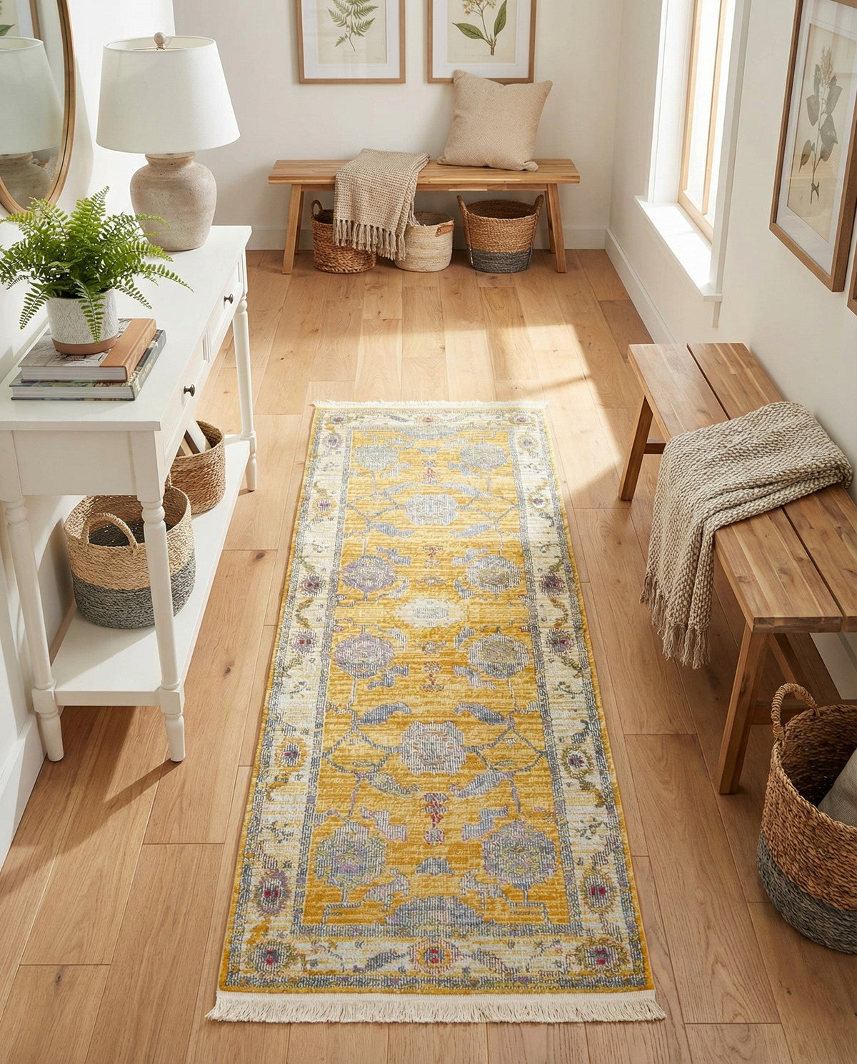 Arcadia Rugs Collection Area Rug - Eden (Yellow) Runner Yellow  lifestyle 95