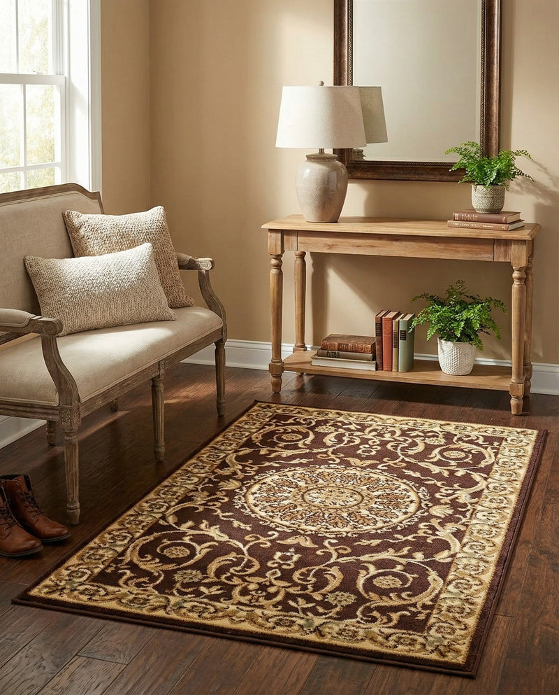 Versailles Elegance Collection Area Rug -  Montreuil Rectangle Brown  lifestyle 52