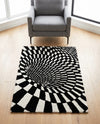 Cyclone Wool Collection Area Rug - Tornado Rectangle Black and White  lifestyle 14