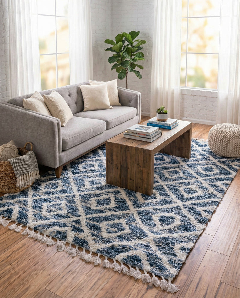 Cozy Cove Shag Collection Area Rug -  Dunes Rectangle Blue  lifestyle 19