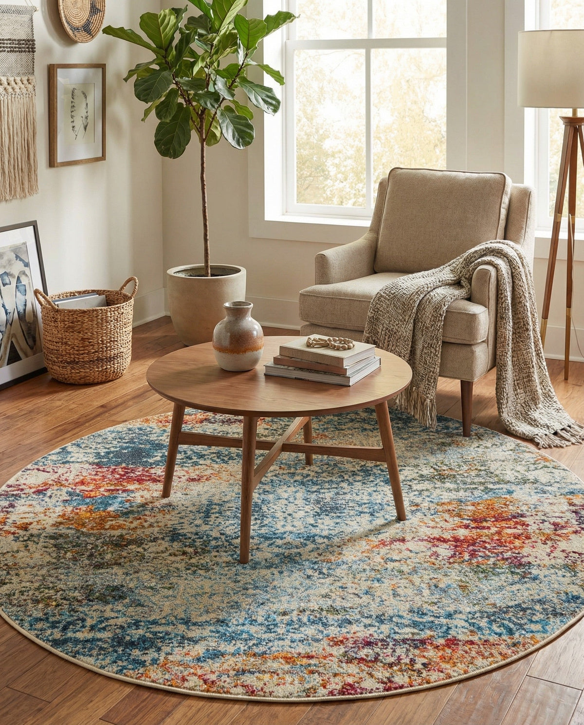 Caribbean Breeze Collection Area Rug -  Isla Round Cream  lifestyle 125
