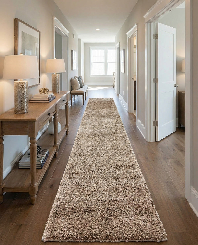 Plush Oasis Collection Area Rug - Serenity (Taupe) Runner Taupe  lifestyle 39