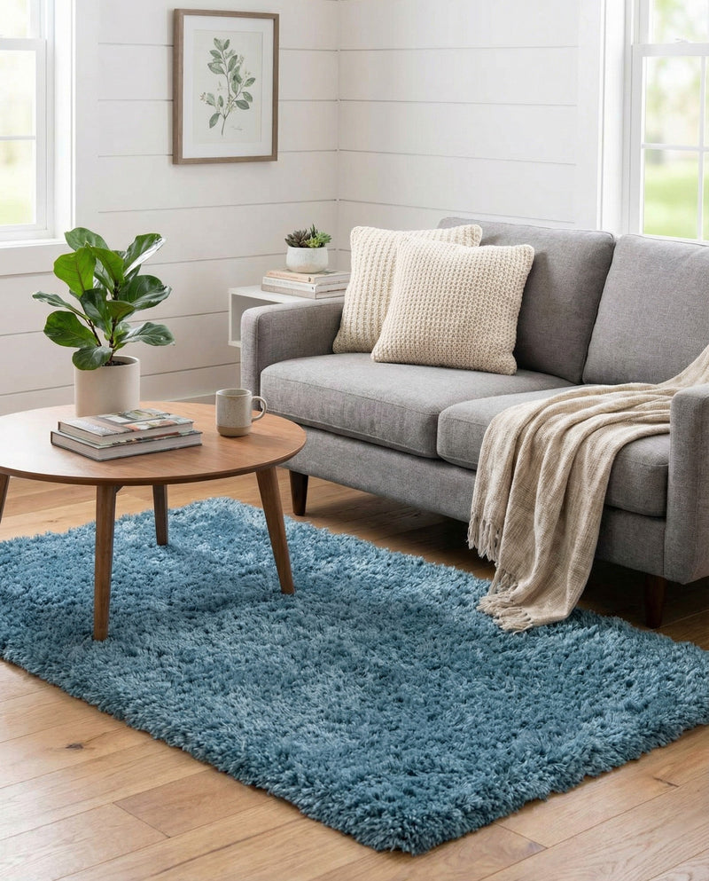 Eternal Plush Oasis Collection Area Rug -  Tranquility (Aegean Blue) Rectangle Aegean Blue  lifestyle 13
