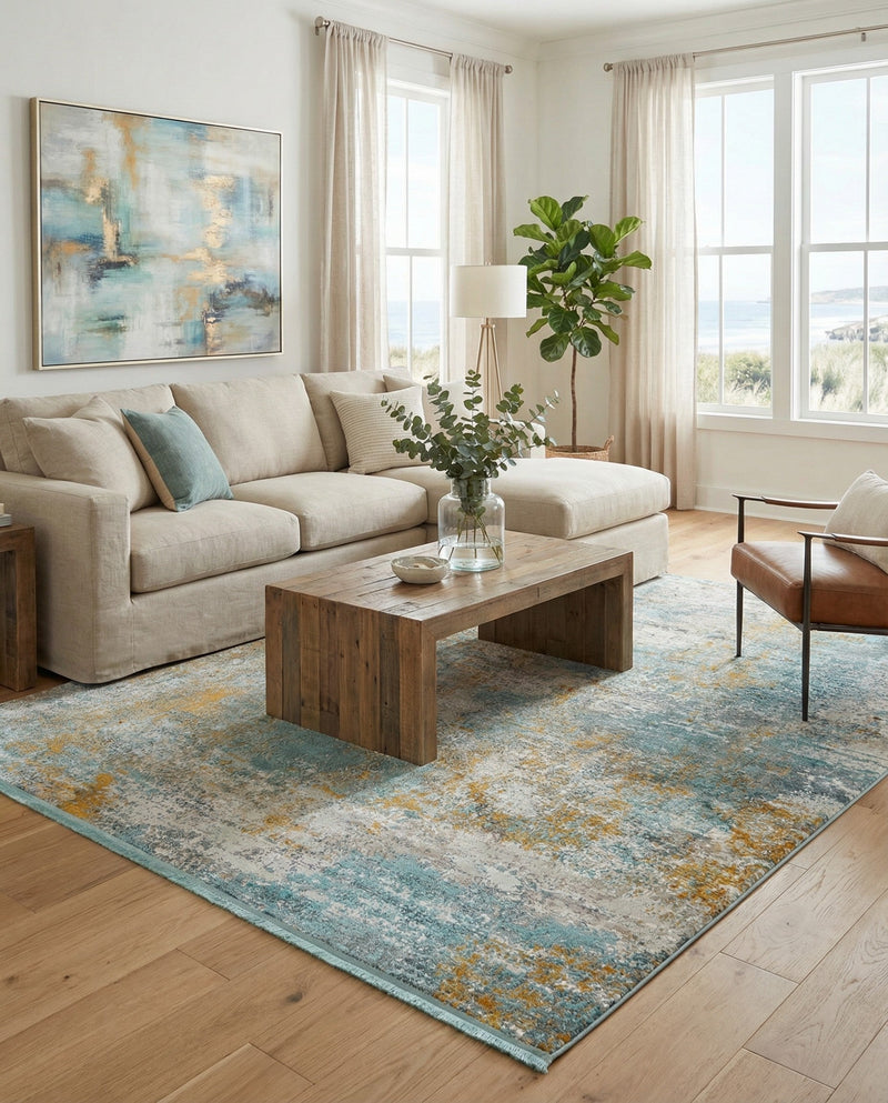 Arcadia Rugs Collection Area Rug -  Nirvana Rectangle Cream Blue  lifestyle 11