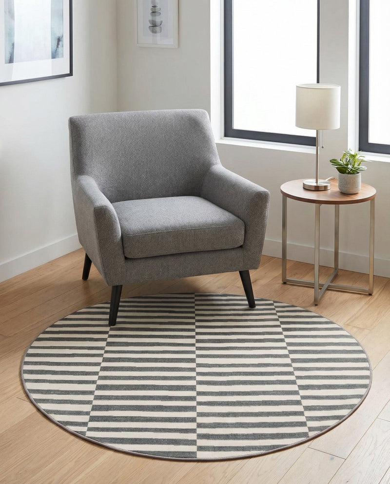 Soho Elegance Collection Area Rug -  Hudson (Dark Gray) Round Dark Gray  lifestyle 58