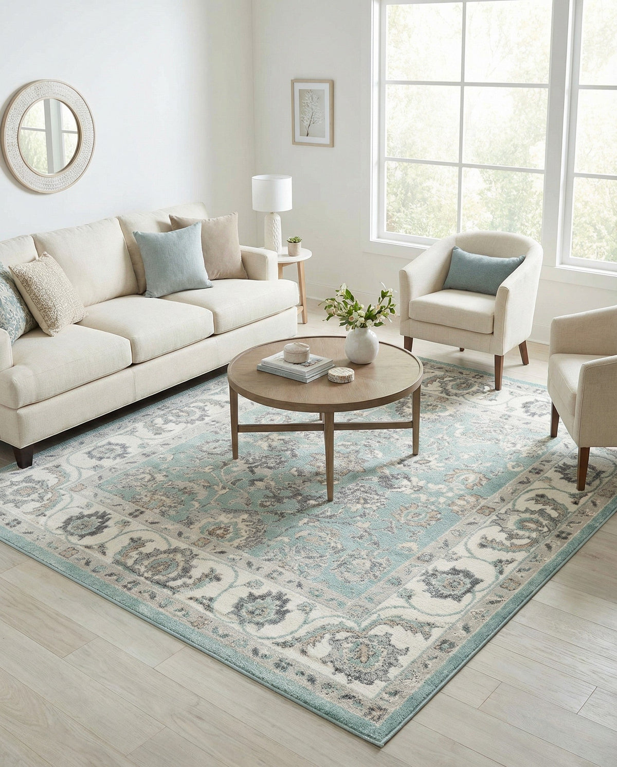 Adriana Terrace Collection Area Rug -  Positano (Aqua) Square Aqua  lifestyle 43