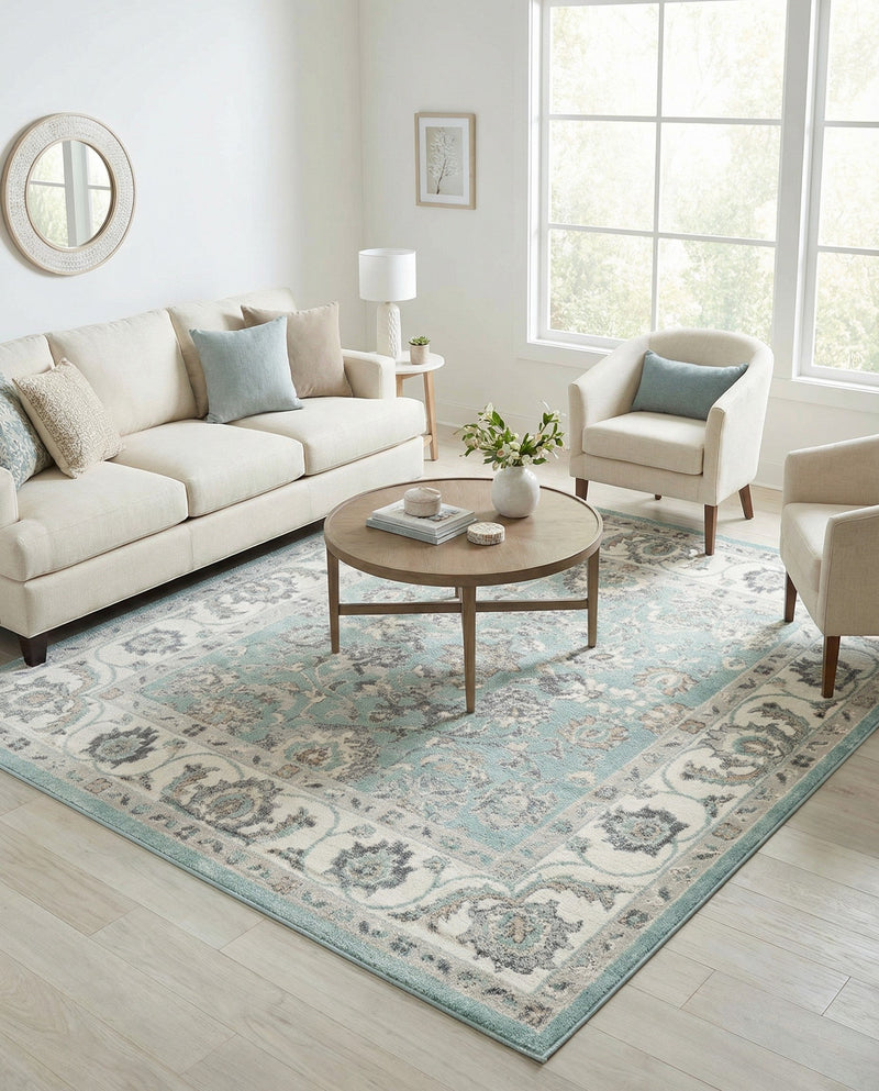 Adriana Terrace Collection Area Rug -  Positano (Aqua) Square Aqua  lifestyle 43