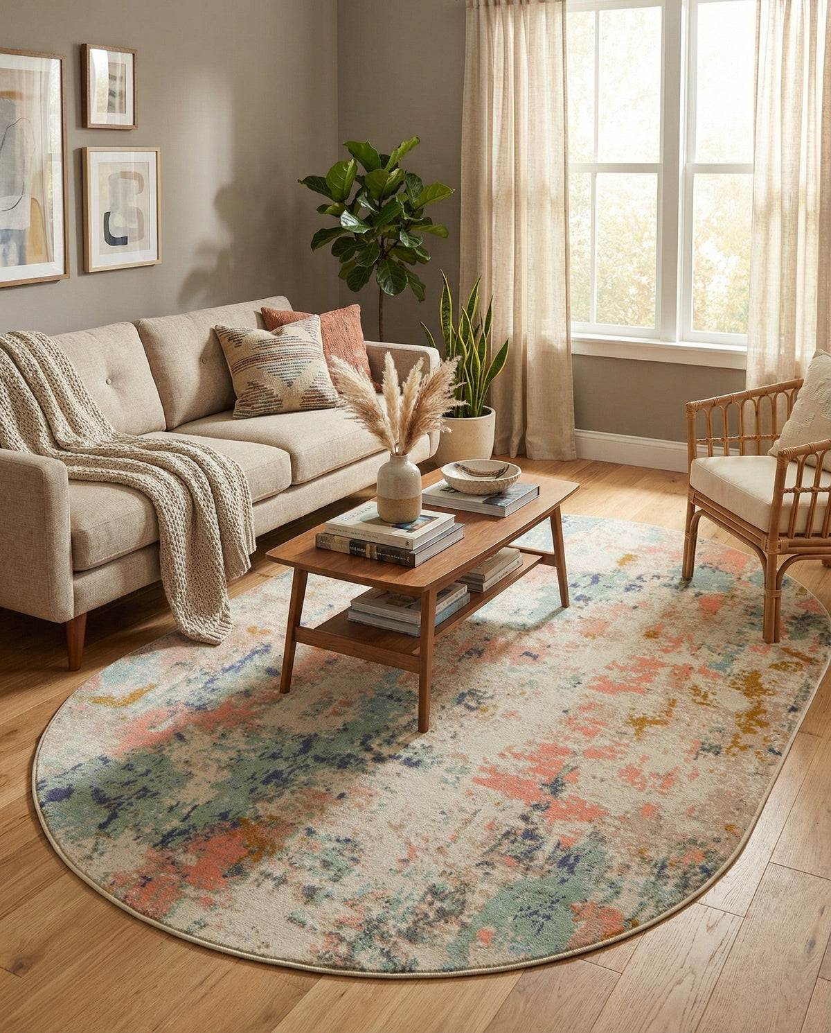 Lagoon Oasis Collection Area Rug -  Seagrass Oval Multi  lifestyle 98