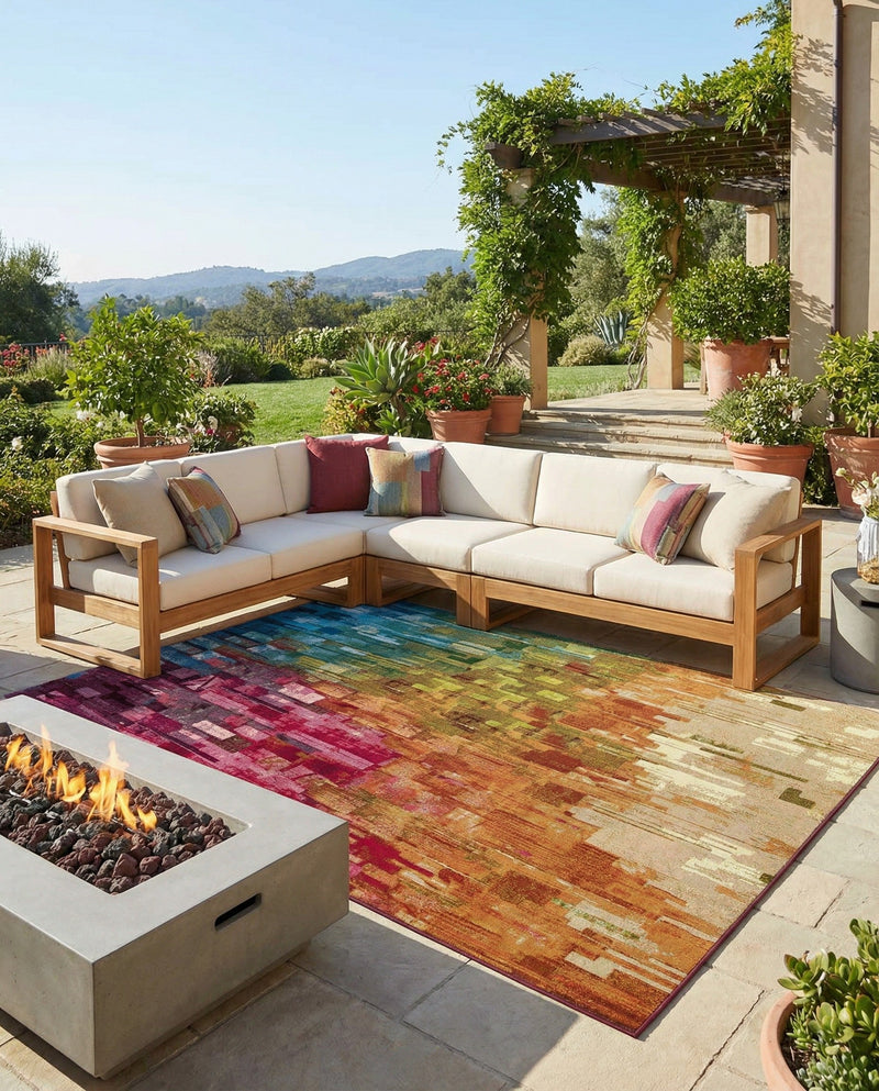 Urban Terrace Collection Area Rug -  Lawn Rectangle Multi  lifestyle 42