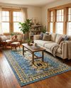 Tabriz Tapestries Collection Area Rug - Azerbaijan (Light Blue) Rectangle Light Blue  lifestyle 25