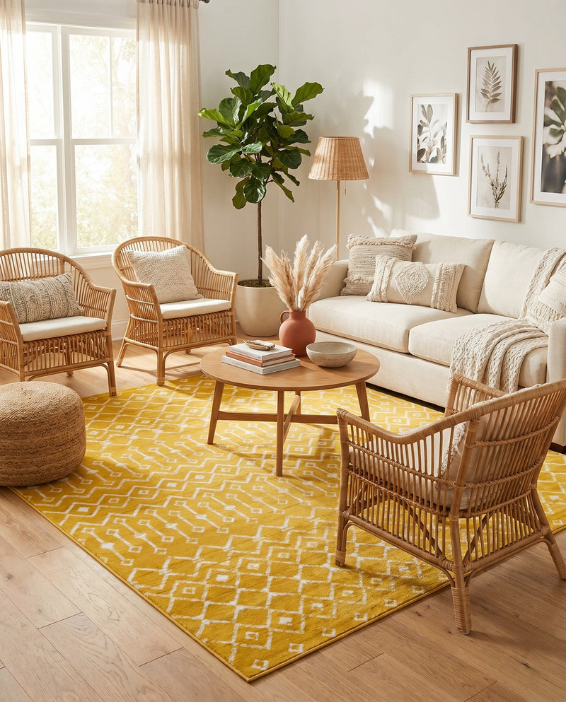 Marrakech Lattice Collection Area Rug - Medina (Yellow) Square Yellow  lifestyle 22