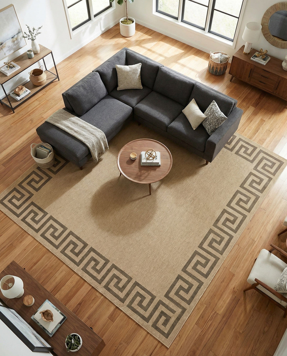 Sahara Sands Collection Area Rug -  Elephantine Square Natural  lifestyle 88