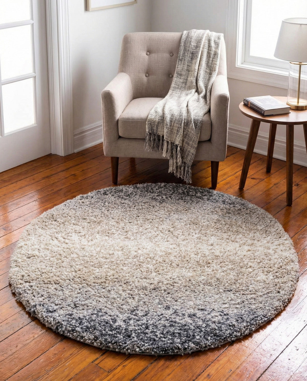 Cozy Cove Shag Collection Area Rug -  Lagoon Round Gray  lifestyle 64