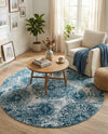 Riviera Elegance Collection Area Rug -  Monaco (Blue) Round Blue  lifestyle 68