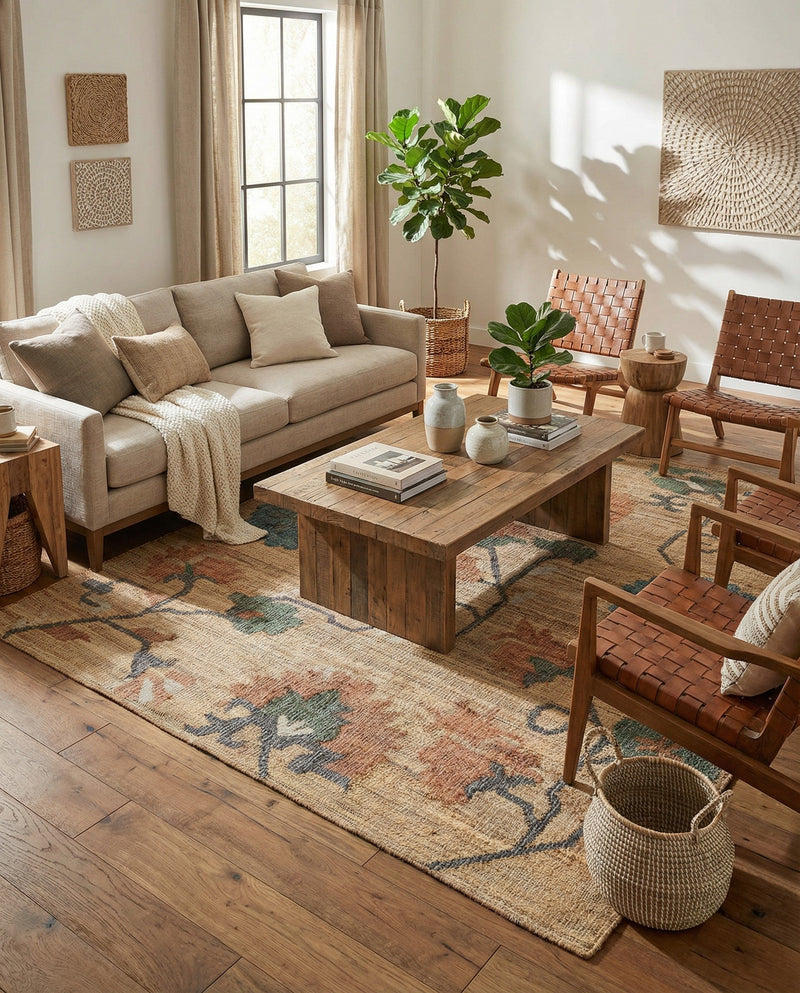 Benares Handwoven Jute Collection Area Rug -  Ramnagar Rectangle Multi  lifestyle 14