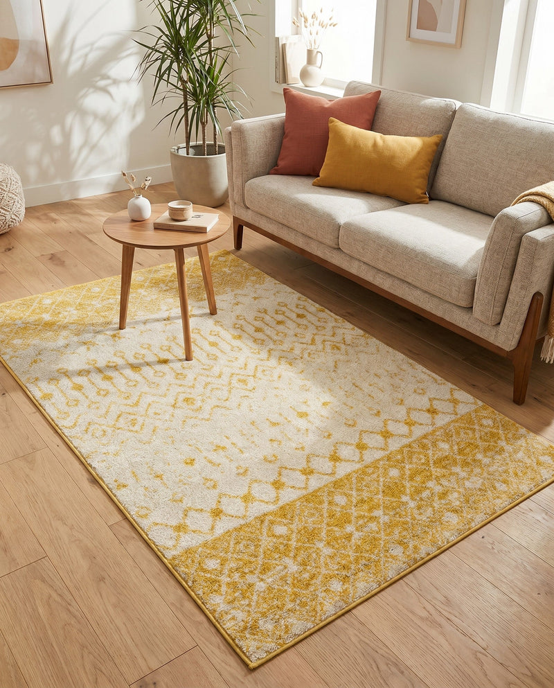 Mediterranean Lattice Collection Area Rug -  Casablanca (Ivory and Yellow) Rectangle Ivory and Yellow  lifestyle 18