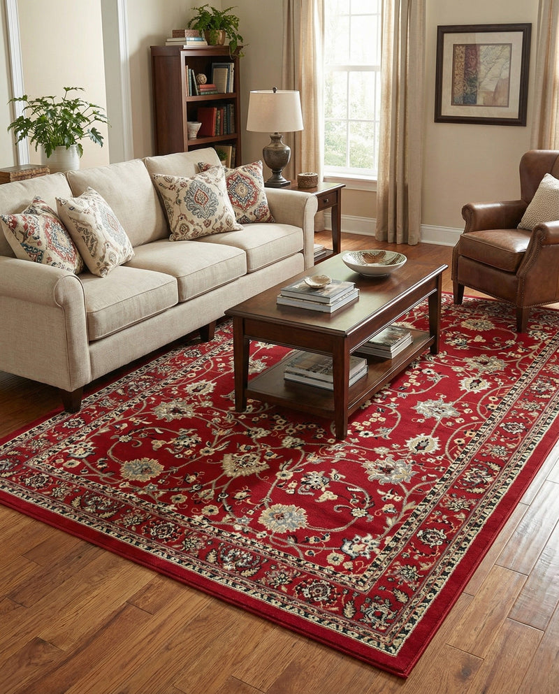 Isfahan Elegance Collection Area Rug - Naghsh-e Jahan (Red) Rectangle Red  lifestyle 15