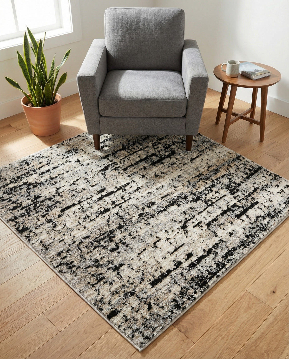 Santa Fe Trails Collection Area Rug -  Chaparral Square Gray  lifestyle 108