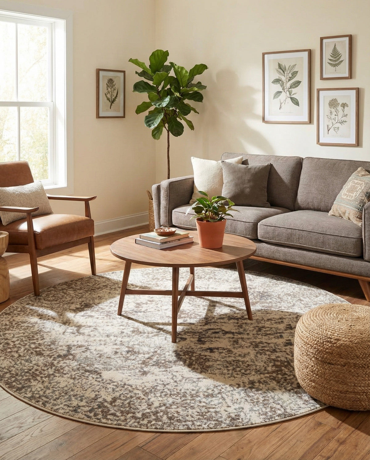 Gobi Sands Collection Area Rug -  Badain Round Cream  lifestyle 86