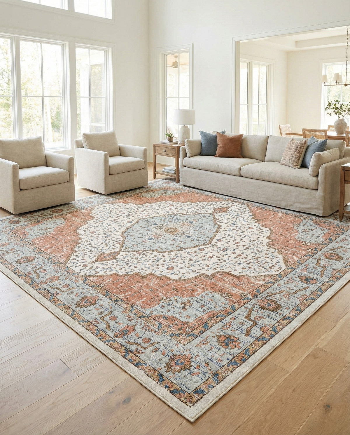 Mykonos Manor Collection Area Rug - Delos Square Ivory  lifestyle 165