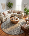 Berber Lattice Shag Collection Area Rug - Atlas (Gray) Round Gray  lifestyle 53