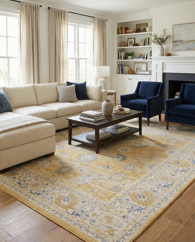 Savannah Series Collection Area Rug -  Beaufort Rectangle Tuscan Yellow  lifestyle 53