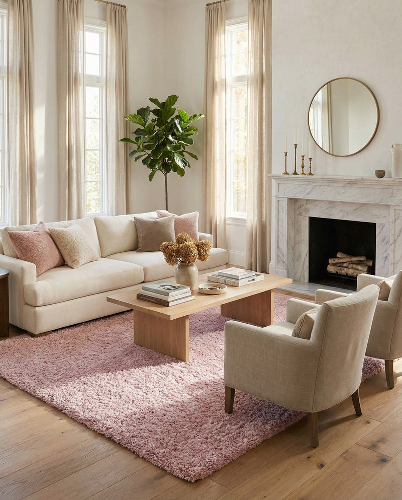 Cozy Comfort Shag Collection Area Rug - Haven (Pink) Rectangle Pink  lifestyle 11